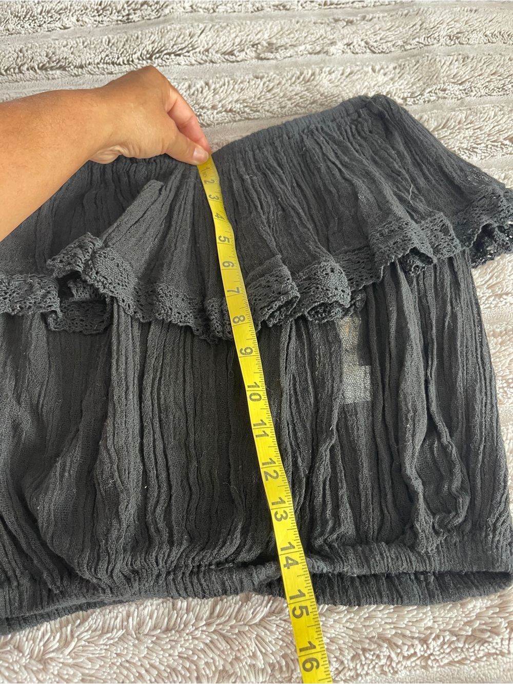Jen's Pirate Booty Black gauze Ruffle tube Top - Picture 7 of 8